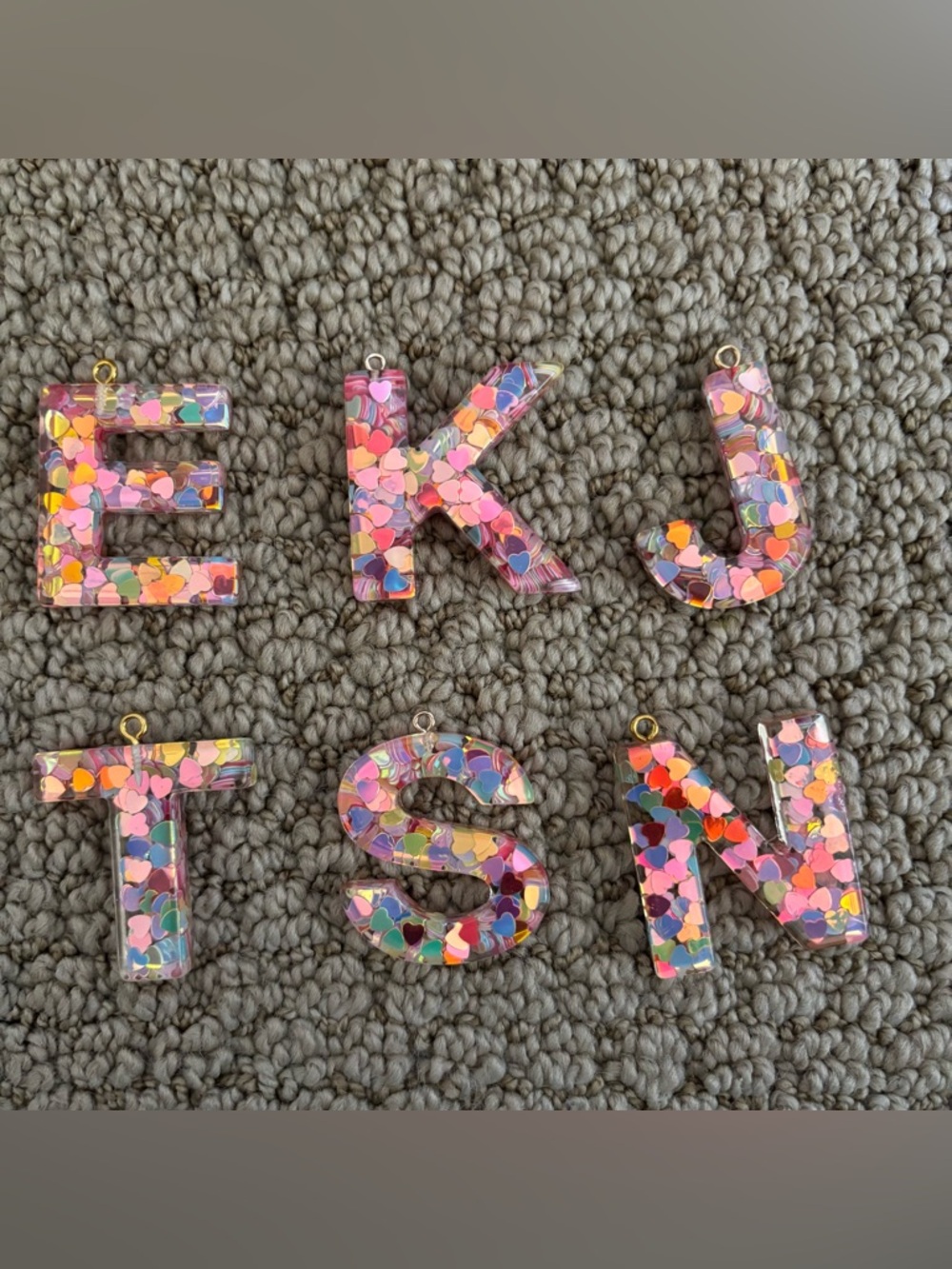 Colorful Hearts Filled Charm Letters | Monogram Charm Craft Supplies